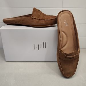 JJill Tan Suede Slip On Penny Loafers Size 6 M